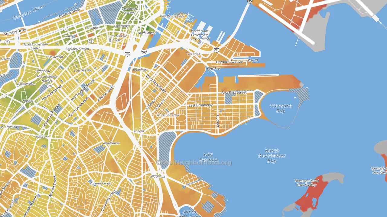 Transit Grade map of Dorchester Heights, Boston, MA
