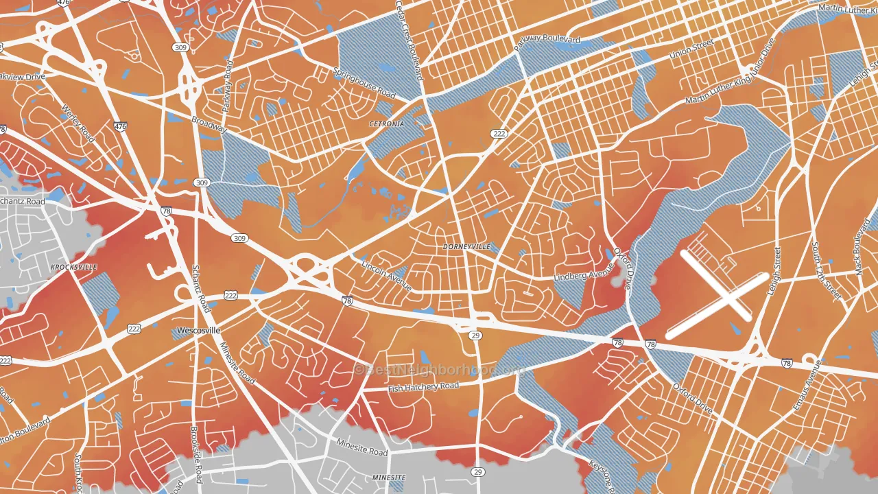 Transit Grade map of Dorneyville, PA