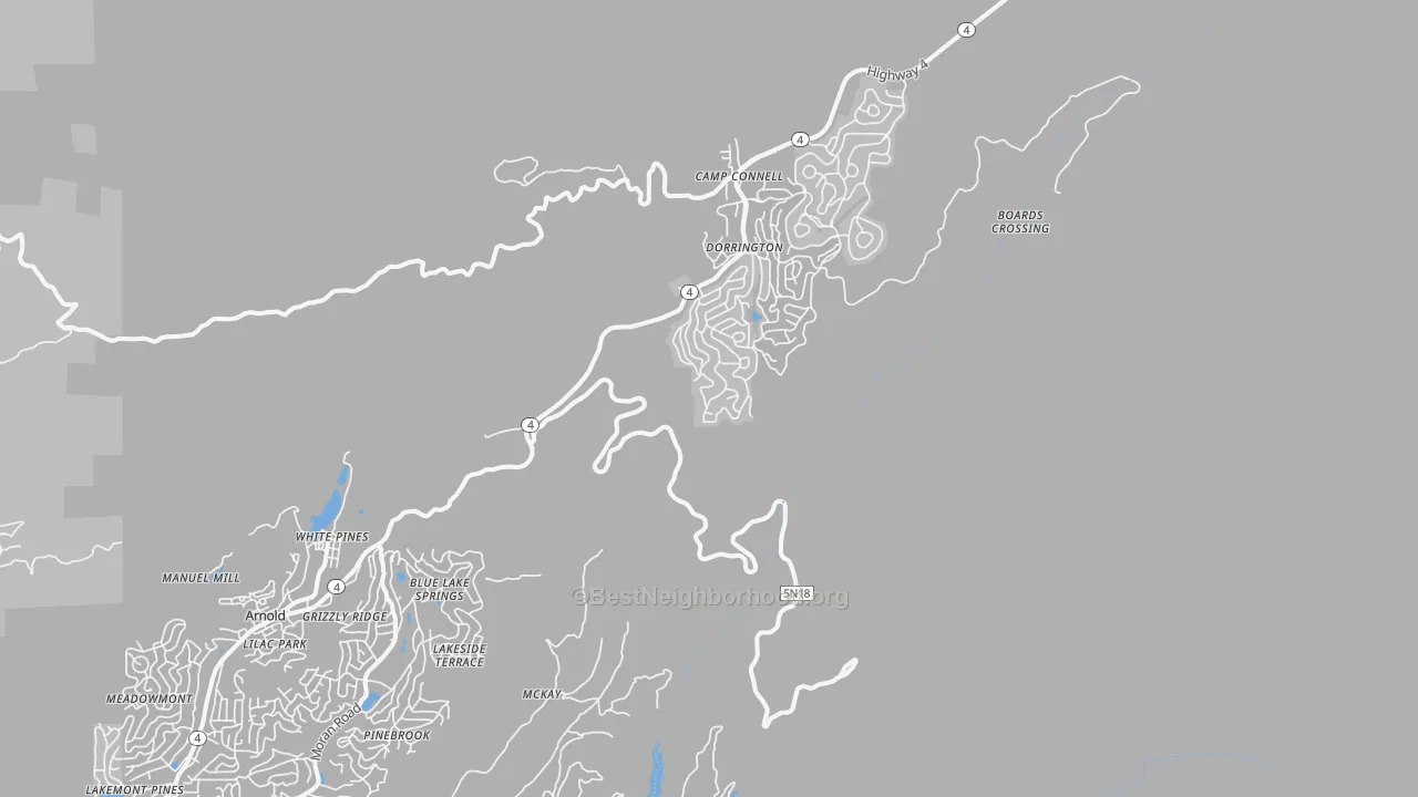 Transit Grade map of Dorrington, CA