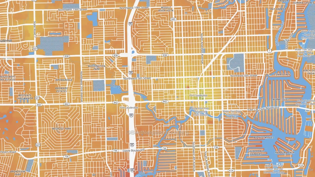 Transit Grade map of Dorsey-Riverbend, Fort Lauderdale, FL