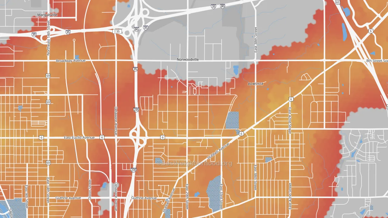Transit Grade map of Douglas Acres, Des Moines, IA