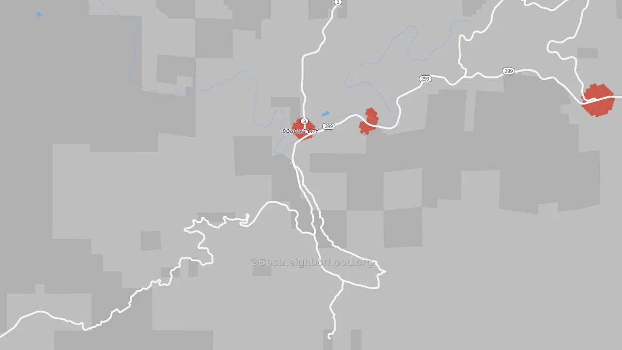 Transit Grade map of Douglas City, CA
