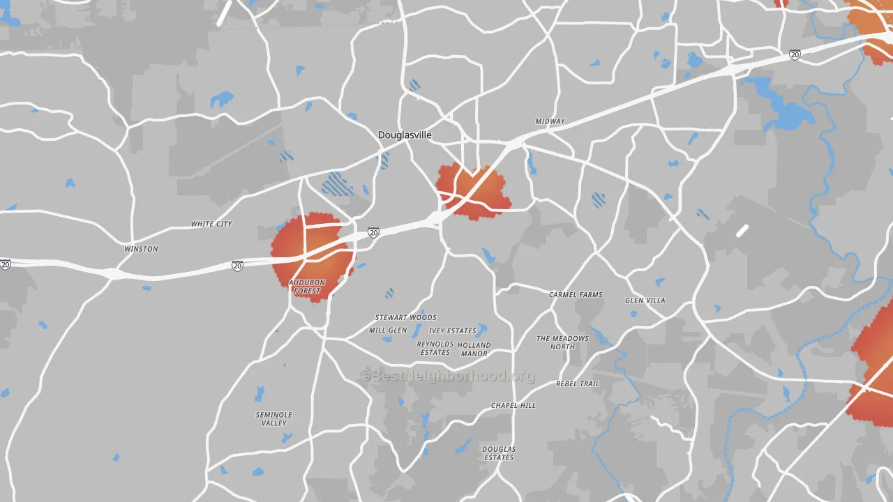 Transit Grade map of Douglas County, GA