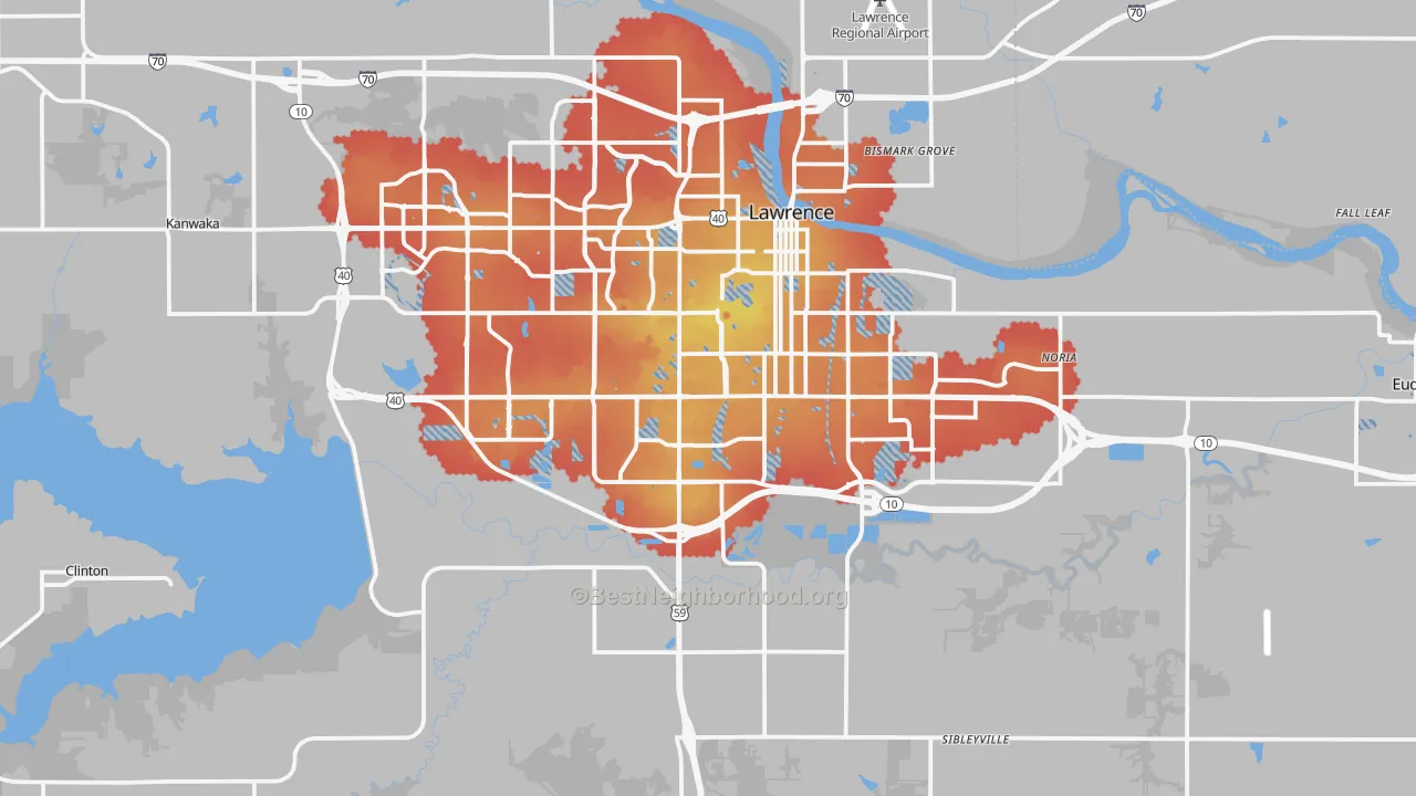 Transit Grade map of Douglas County, KS