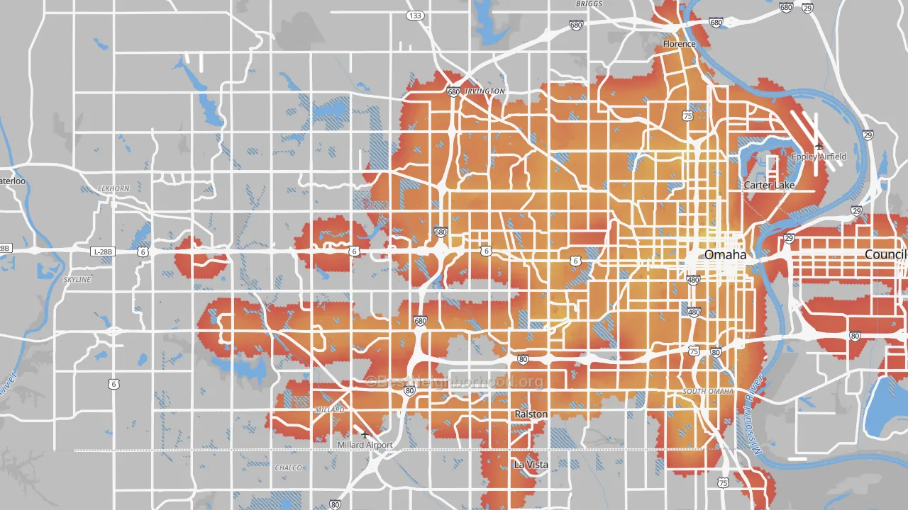Transit Grade map of Douglas County, NE