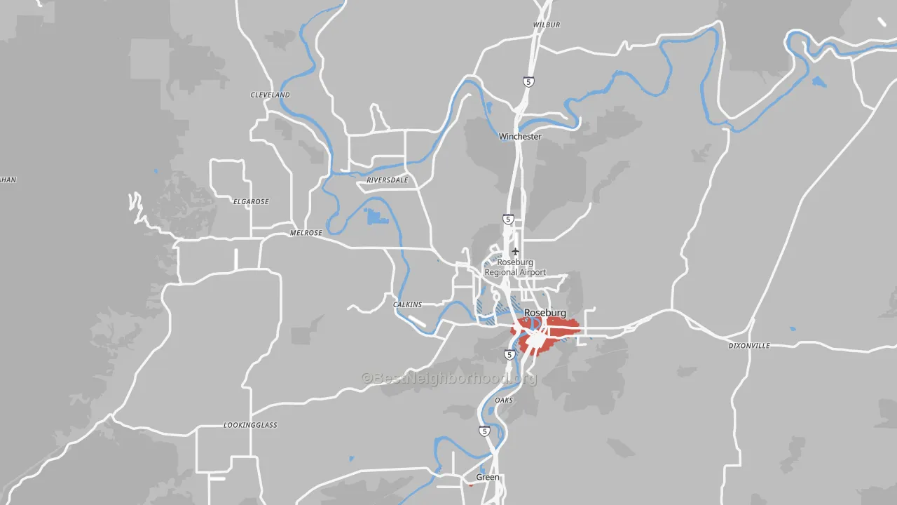 Transit Grade map of Douglas County, OR