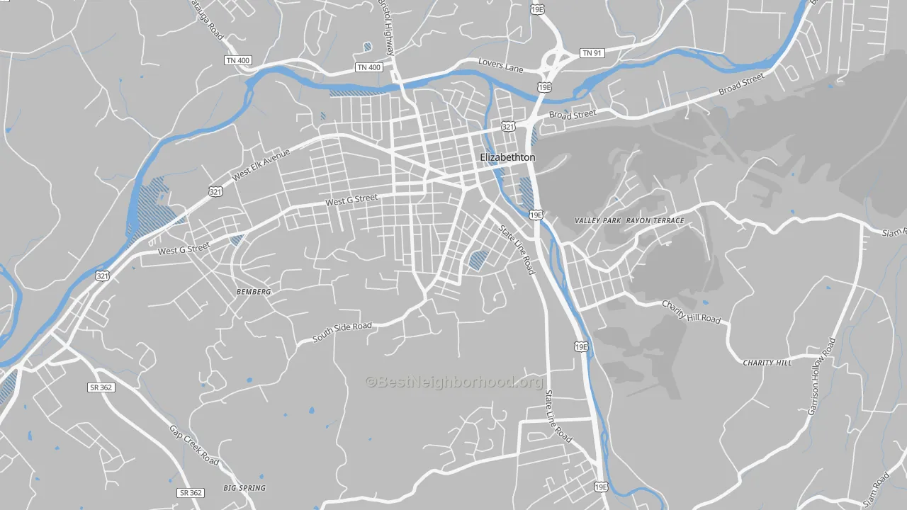 Transit Grade map of Douglas, Elizabethton, TN