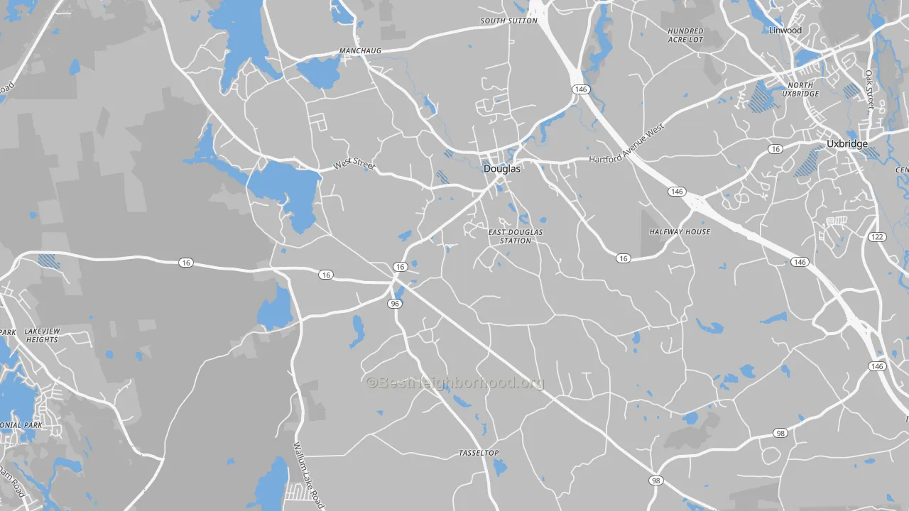 Transit Grade map of Douglas, MA