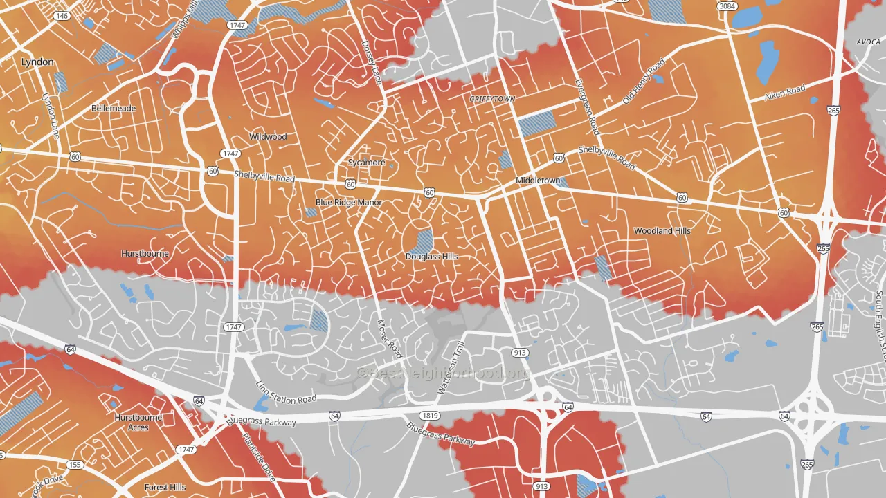 Transit Grade map of Douglass Hills, KY