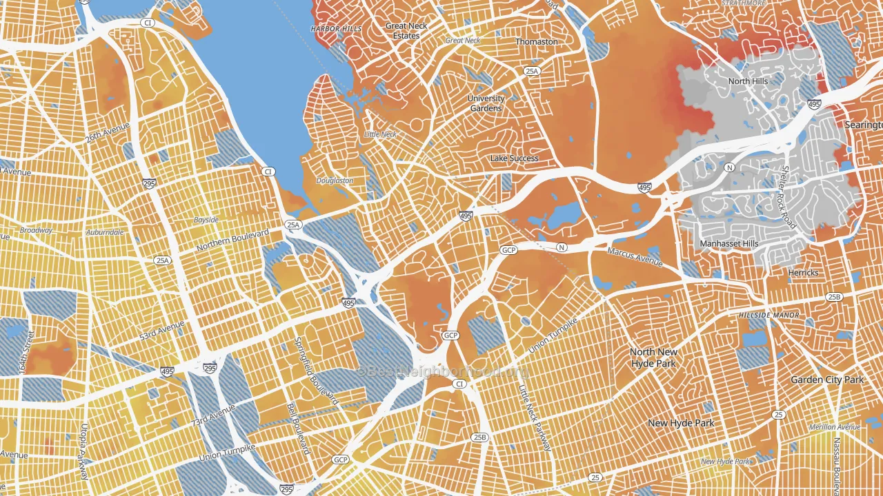 Transit Grade map of Douglaston-Little Neck, Queens, NY