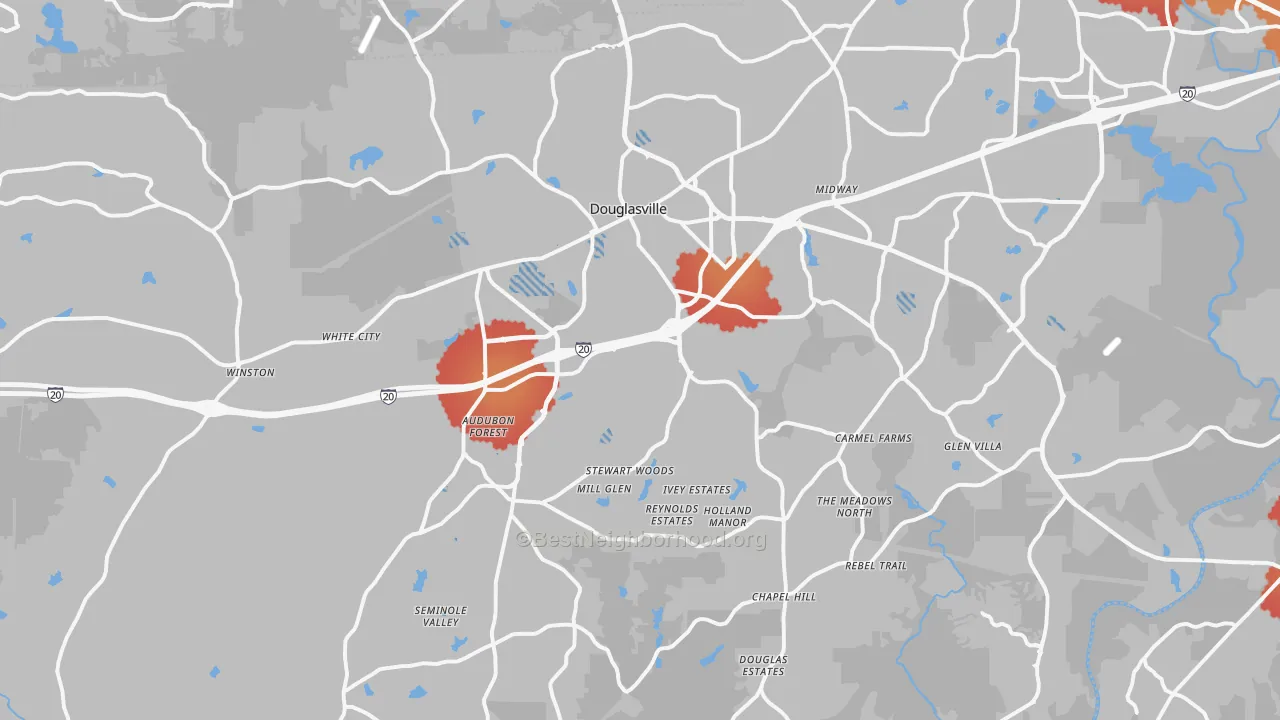 Transit Grade map of Douglasville, GA
