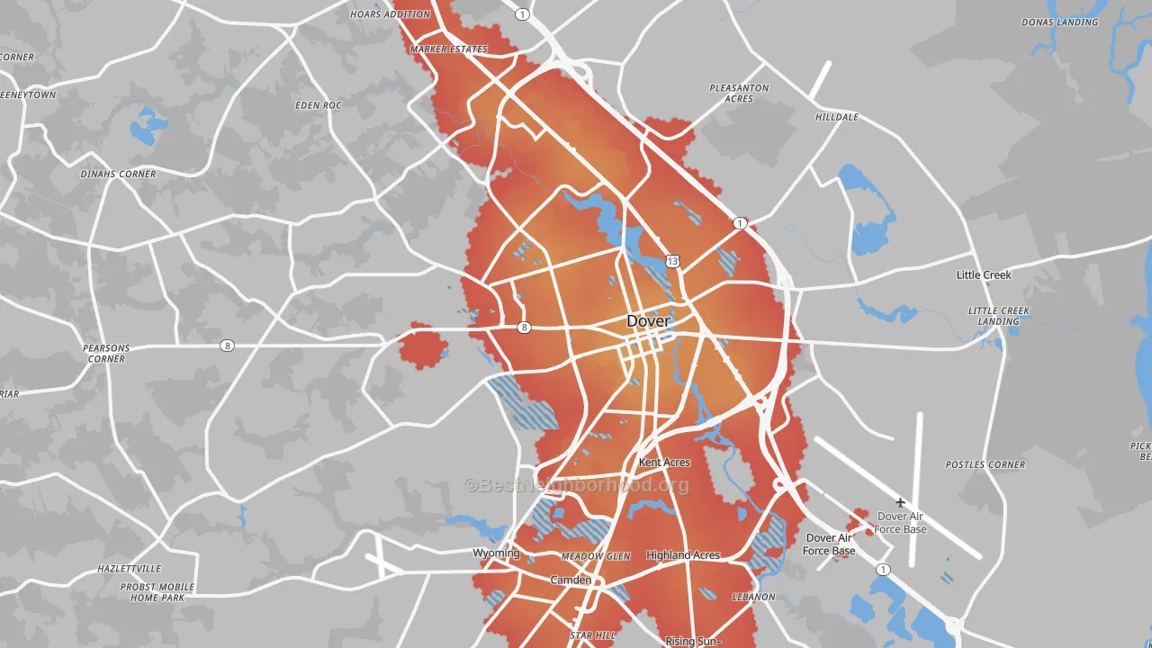 Transit Grade map of Dover, DE