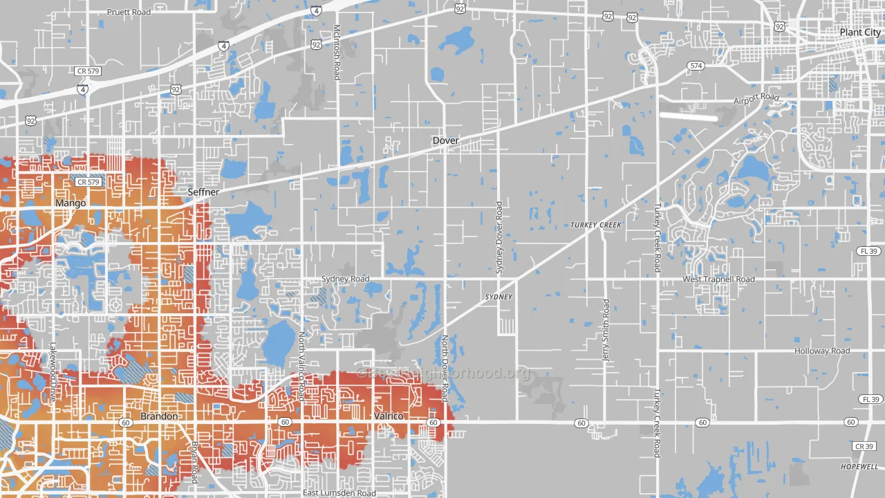 Transit Grade map of Dover, FL