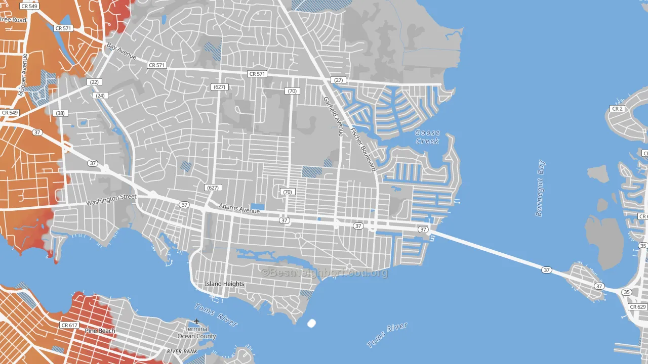 Transit Grade map of Dover Heights, Toms River, NJ