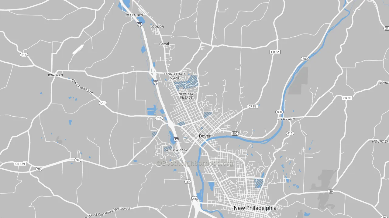 Transit Grade map of Dover, OH