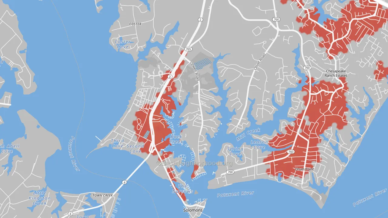 Transit Grade map of Dowell, MD