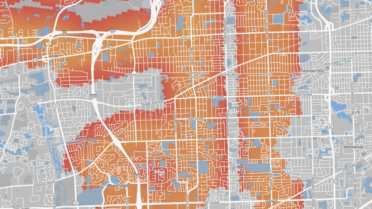 Transit Grade map of Downers Grove, IL