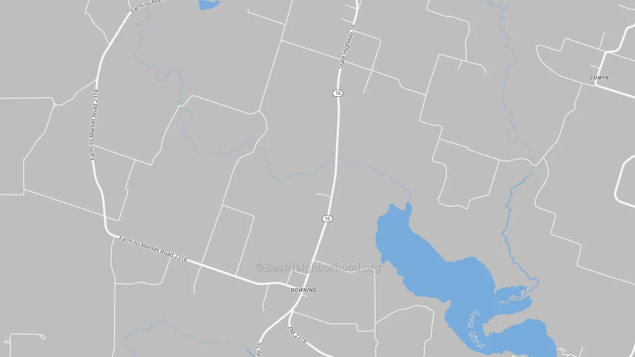 Transit Grade map of Downing, TX