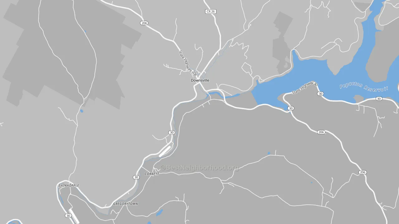 Transit Grade map of Downsville, NY