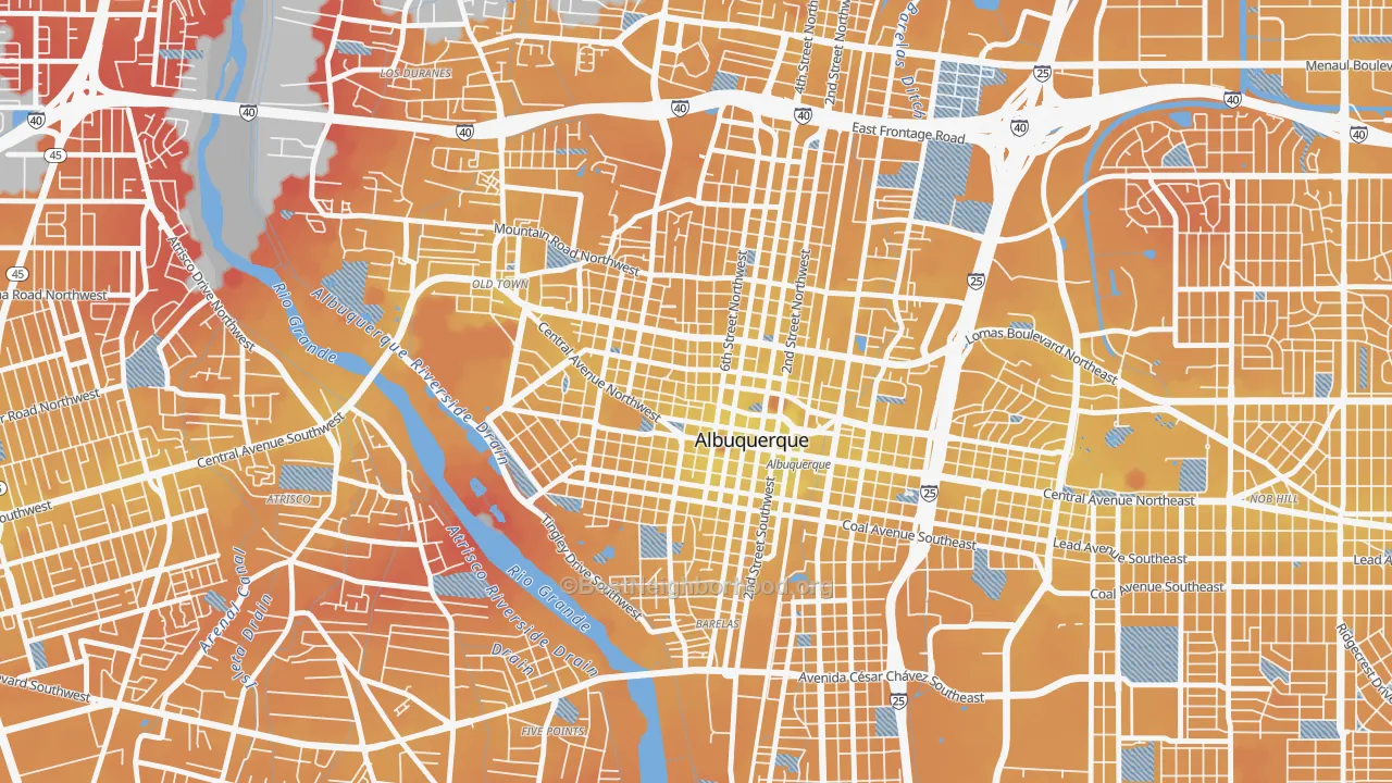 Transit Grade map of Downtown, Albuquerque, NM