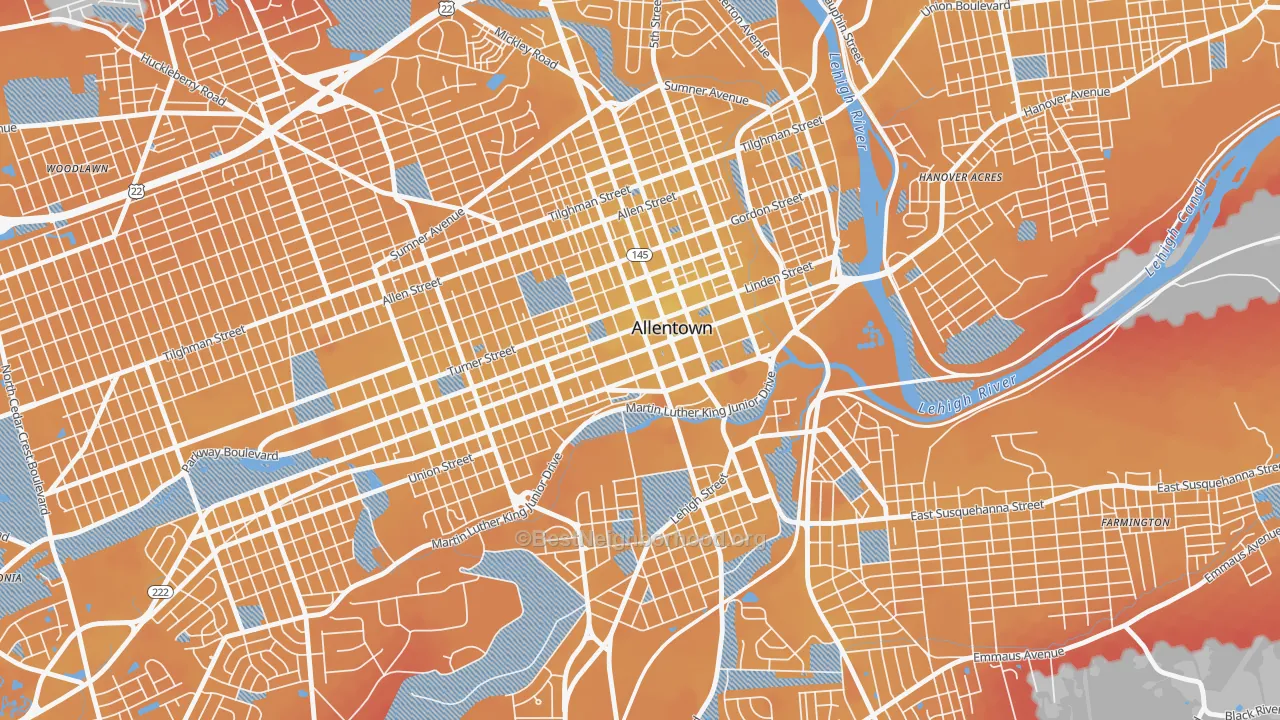 Transit Grade map of Downtown, Allentown, PA