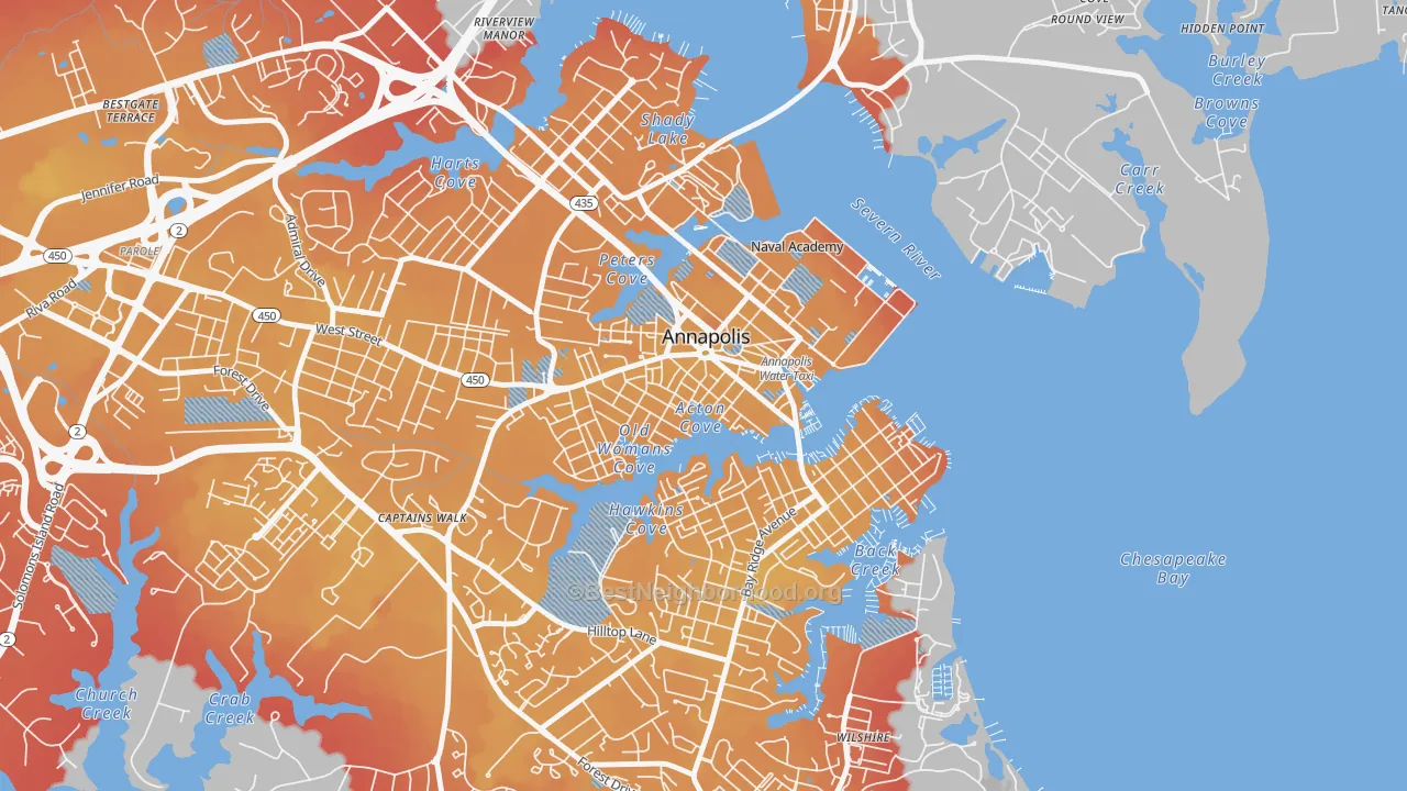 Transit Grade map of Downtown Annapolis, Annapolis, MD