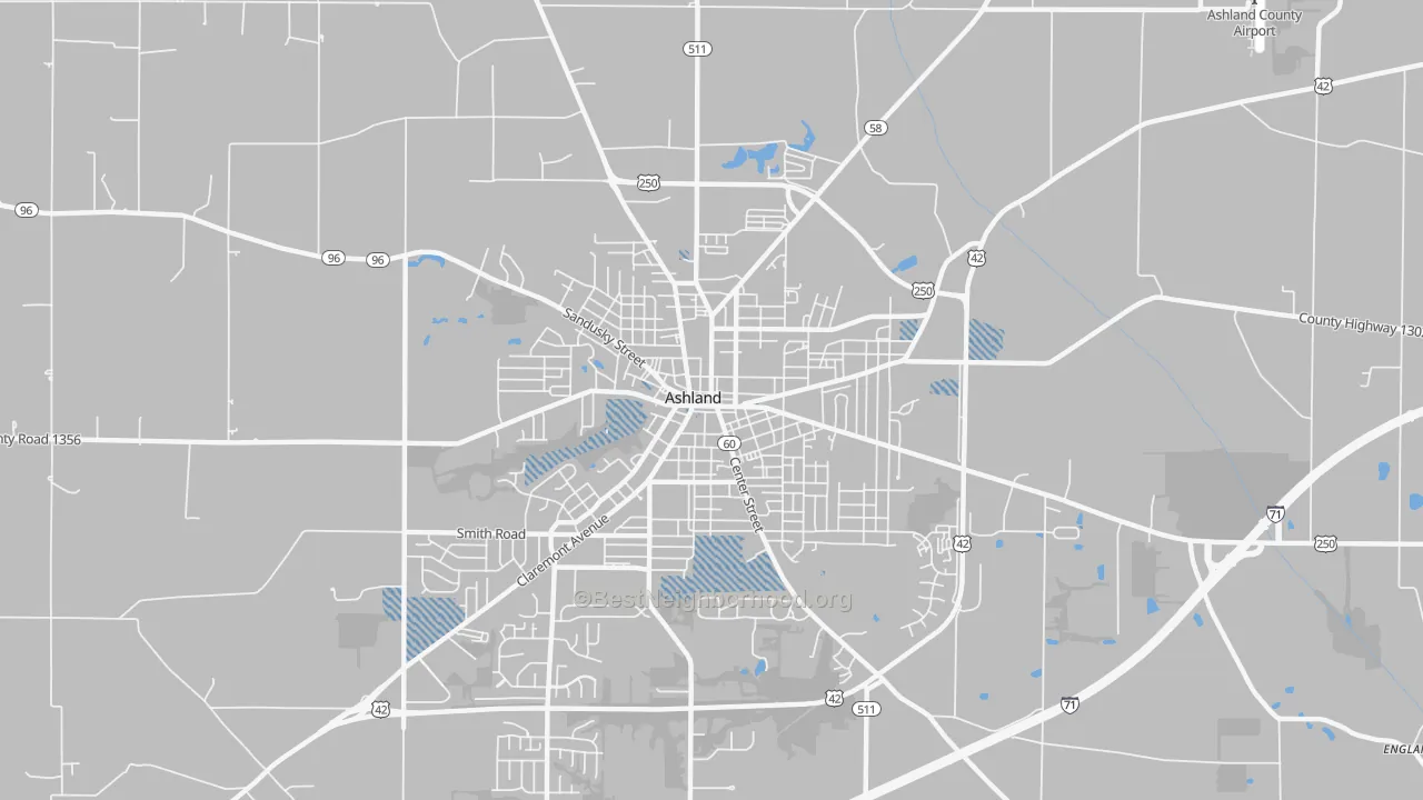 Transit Grade map of Downtown Ashland, Ashland, OH
