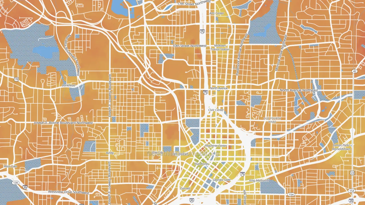 Transit Grade map of Downtown, Atlanta, GA