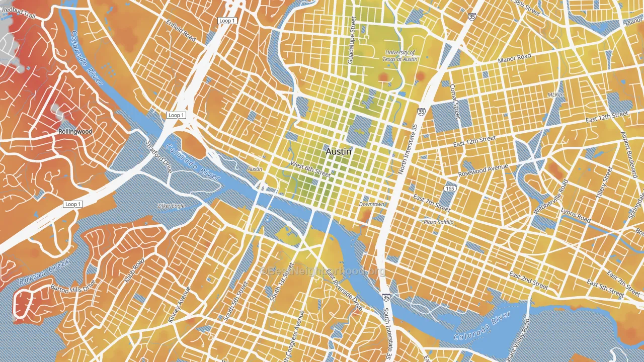 Transit Grade map of Downtown Austin, Austin, TX