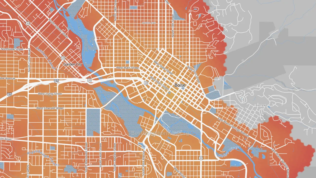Transit Grade map of Downtown, Boise, ID