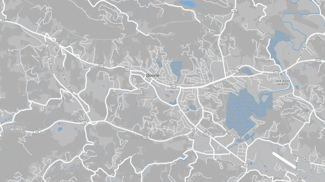 Transit Grade map of Downtown Boone, Boone, NC