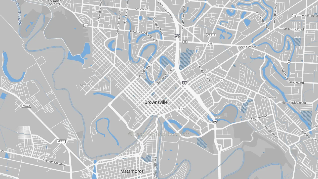 Transit Grade map of Downtown Brownsville, Brownsville, TX