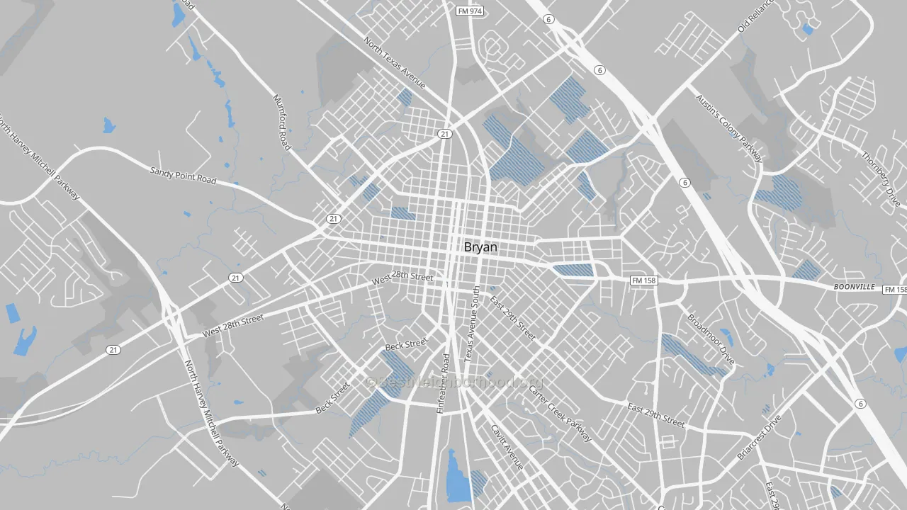 Transit Grade map of Downtown Bryan, Bryan, TX