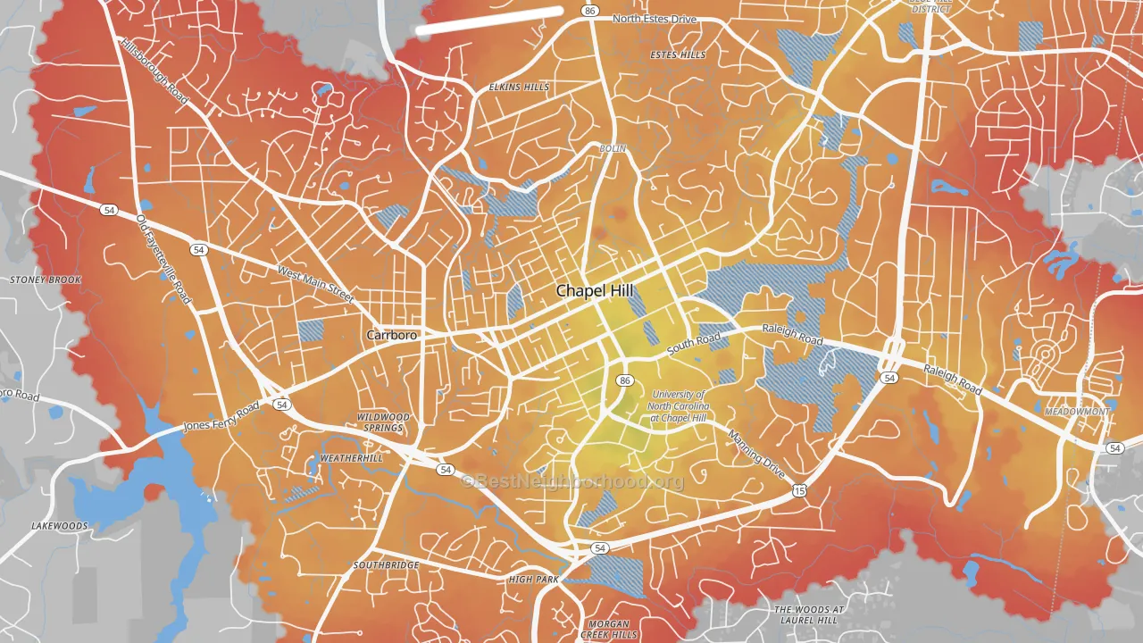 Transit Grade map of Downtown Chapel Hill, Chapel Hill, NC