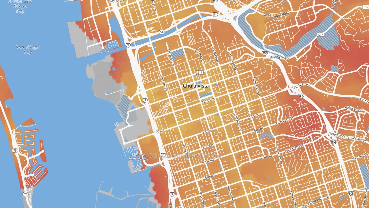 Transit Grade map of Downtown Chula Vista, Chula Vista, CA