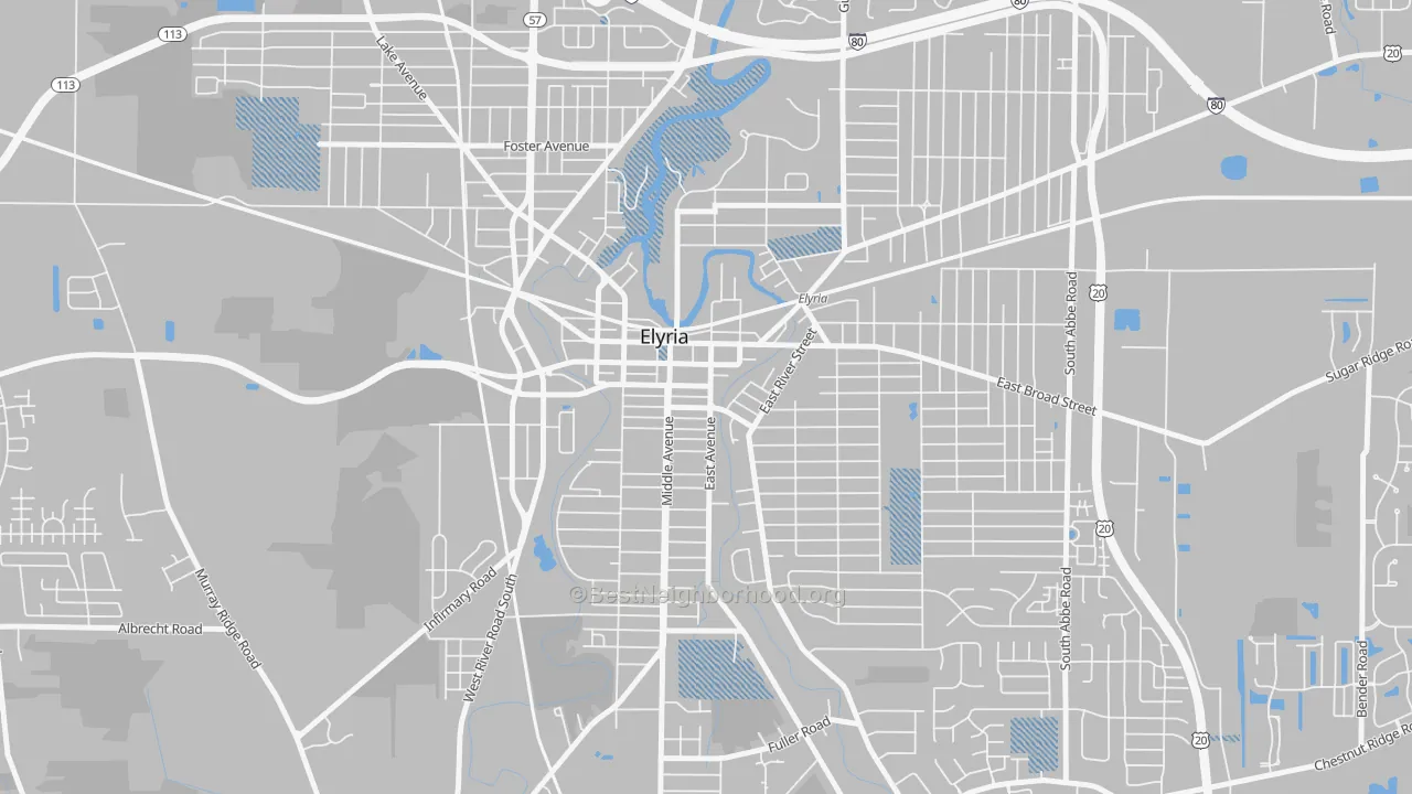 Transit Grade map of Downtown Elyria, Elyria, OH