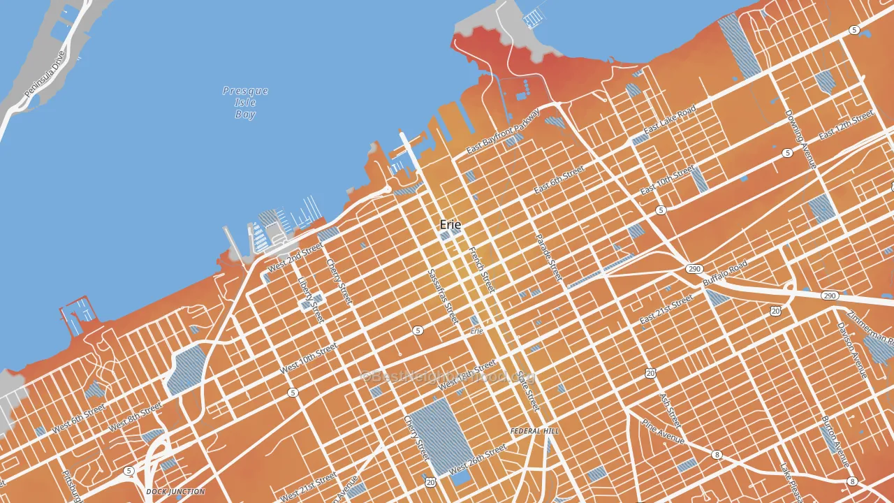 Transit Grade map of Downtown Erie, Erie, PA