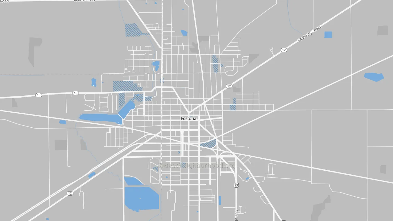 Transit Grade map of Downtown Fostoria, Fostoria, OH