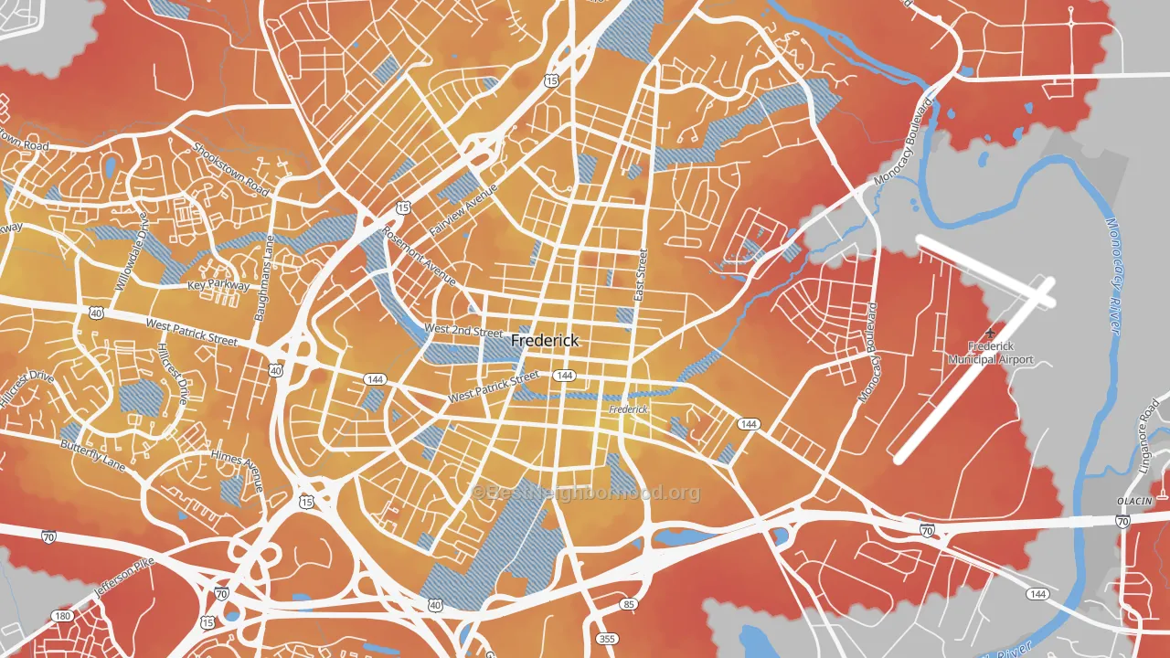 Transit Grade map of Downtown Frederick, Frederick, MD