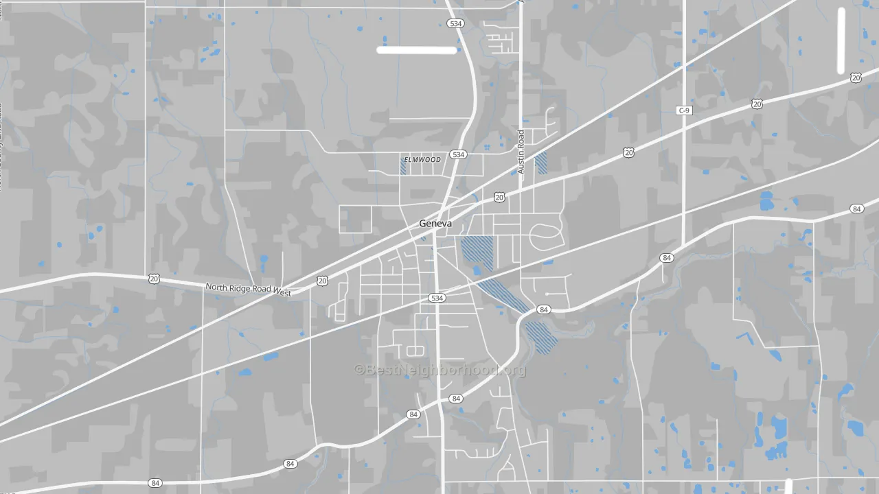 Transit Grade map of Downtown Geneva, Geneva, OH