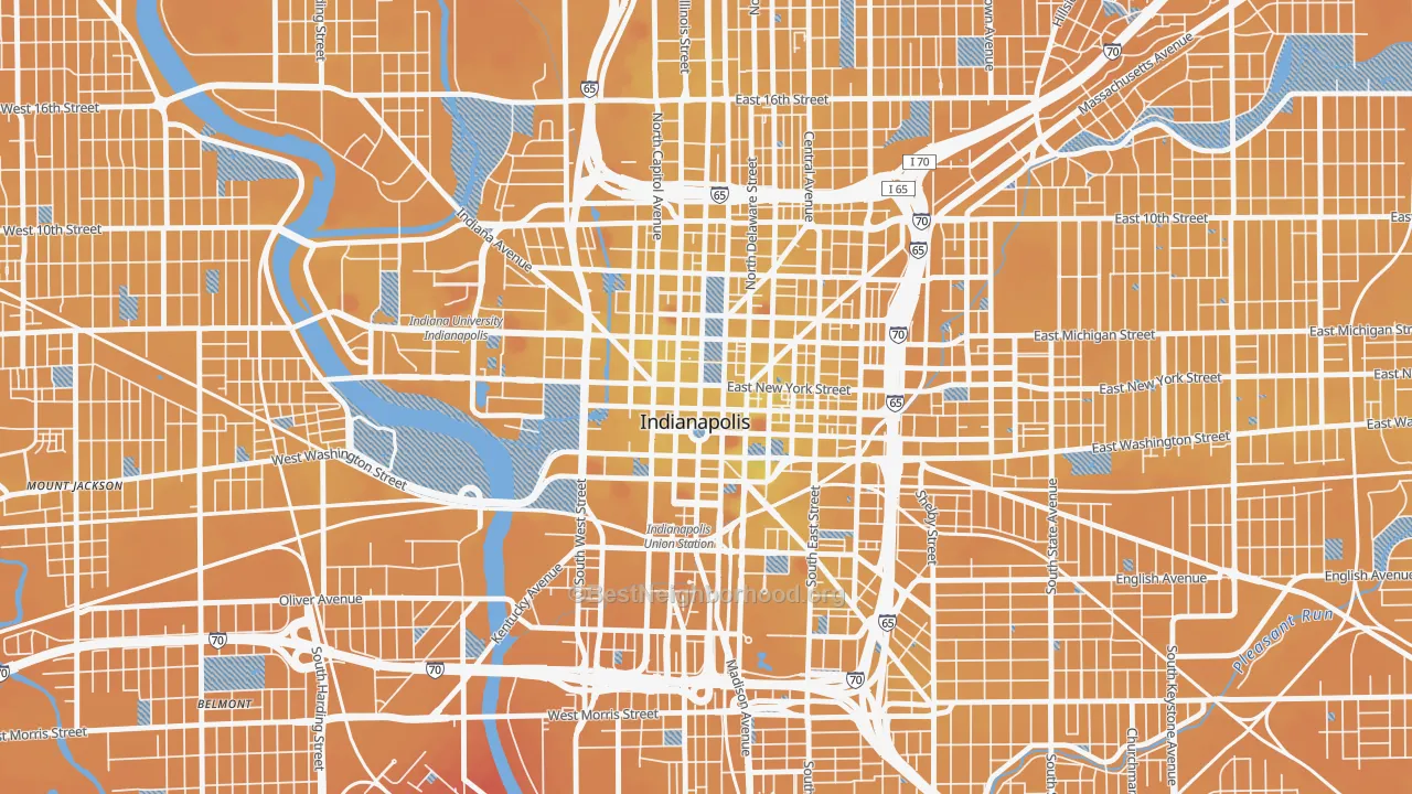 Transit Grade map of Downtown Indianapolis, Indianapolis, IN
