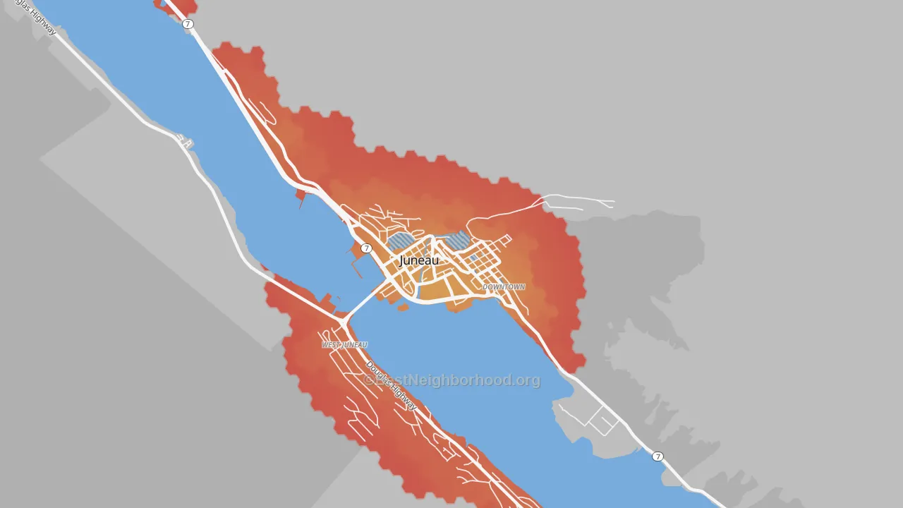 Transit Grade map of Downtown Juneau, Juneau, AK