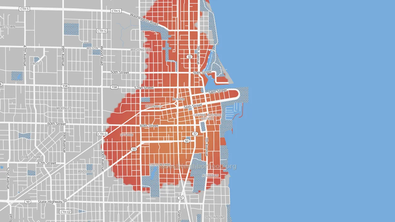 Transit Grade map of Downtown, Kenosha, WI