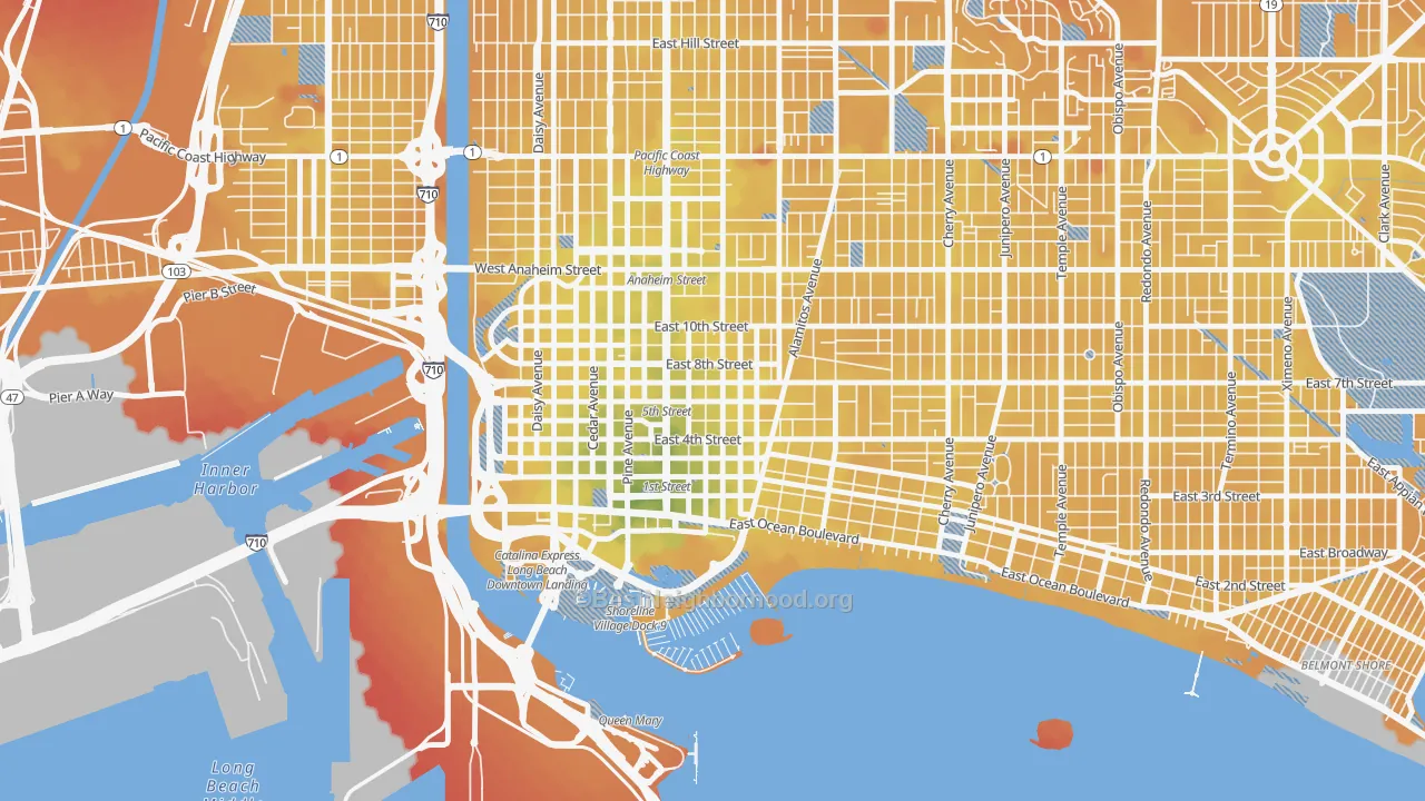 Transit Grade map of Downtown Long Beach, Long Beach, CA