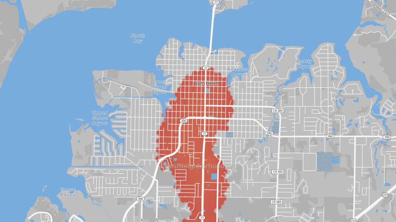 Transit Grade map of Downtown Lynn Haven, Lynn Haven, FL