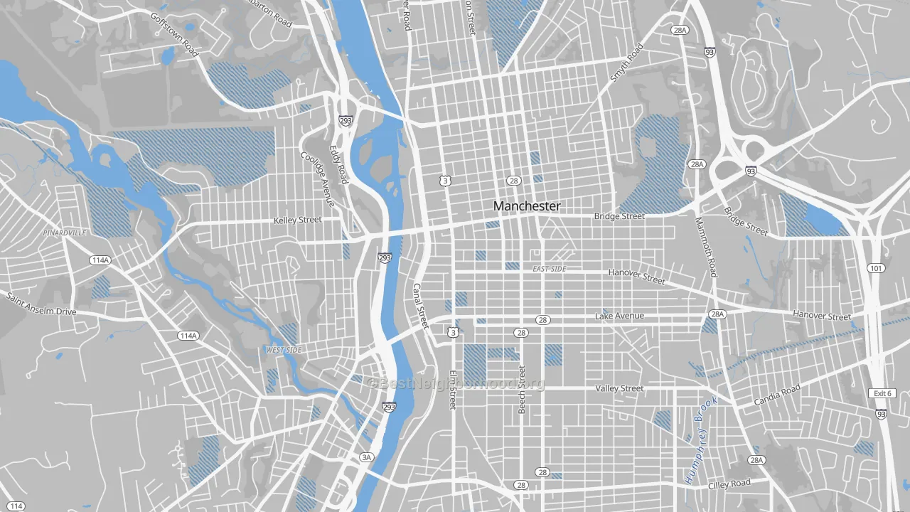 Transit Grade map of Downtown, Manchester, NH