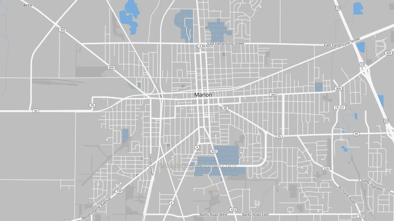 Transit Grade map of Downtown Marion, Marion, OH