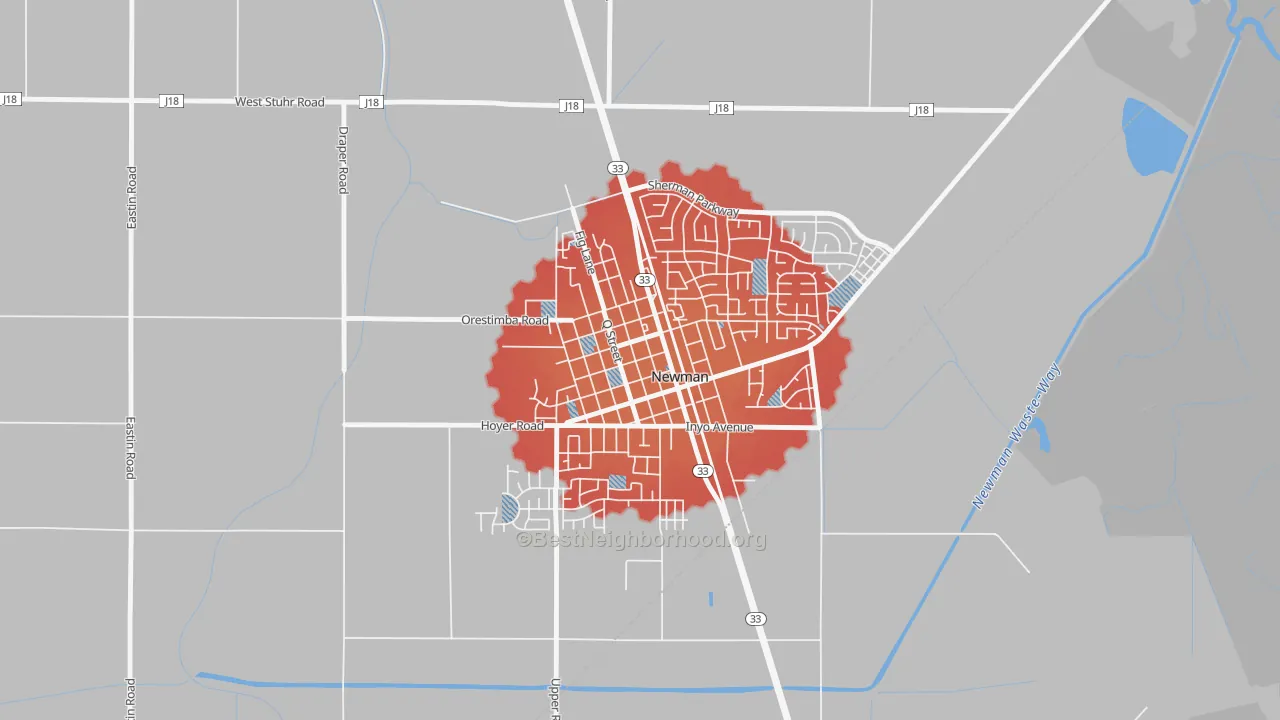 Transit Grade map of Downtown Newman, Newman, CA