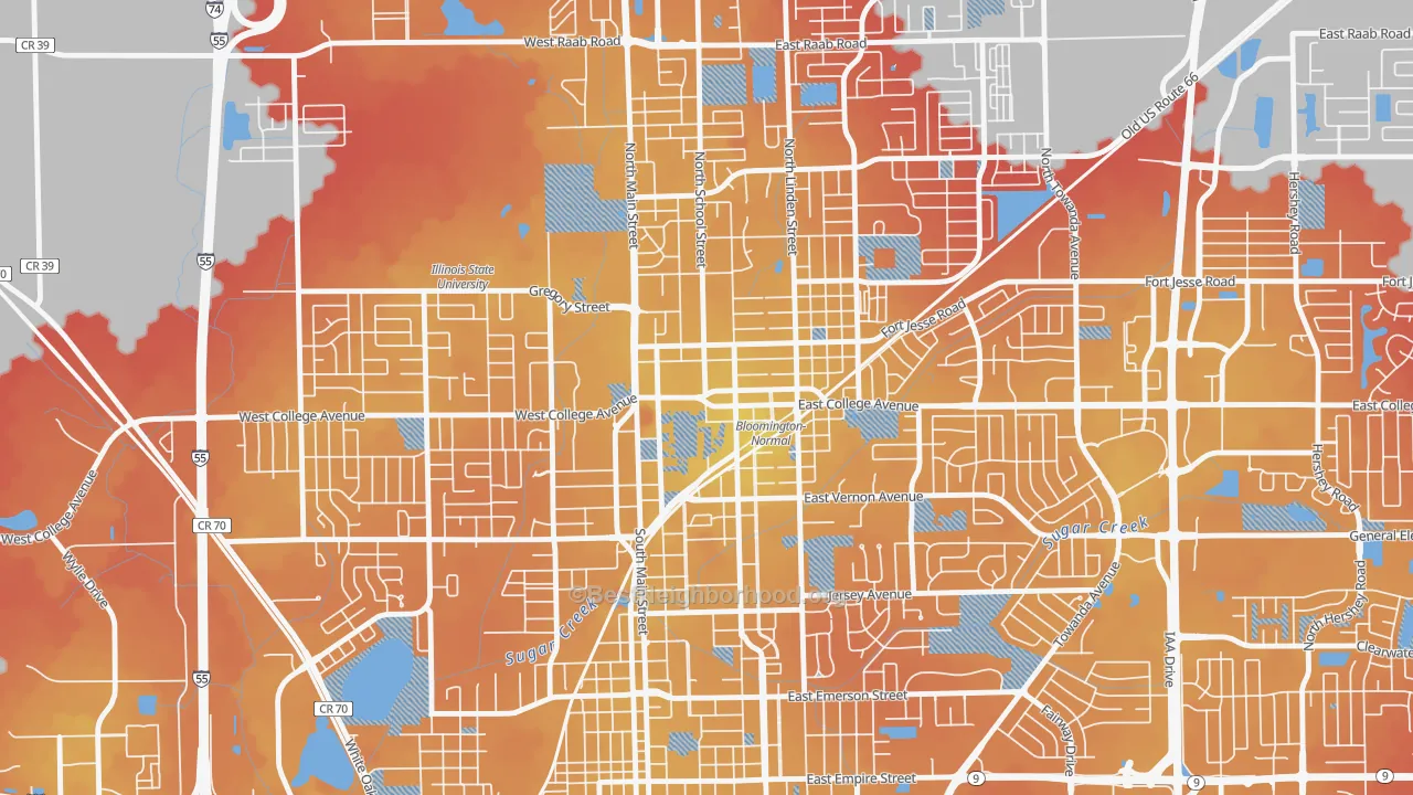 Transit Grade map of Downtown Normal, Normal, IL