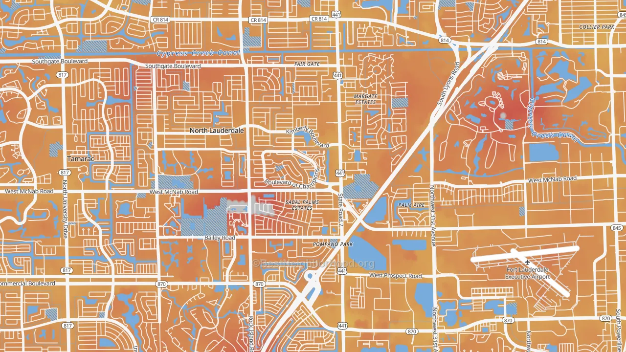Transit Grade map of Downtown North Lauderdale, North Lauderdale, FL